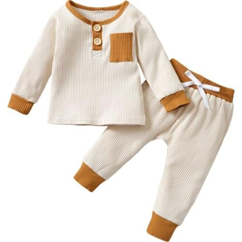 2Pcs Autumn Children Boys Girls Clothing Set Pit Strip Long Sleeve Suit Children Clothing Outfit