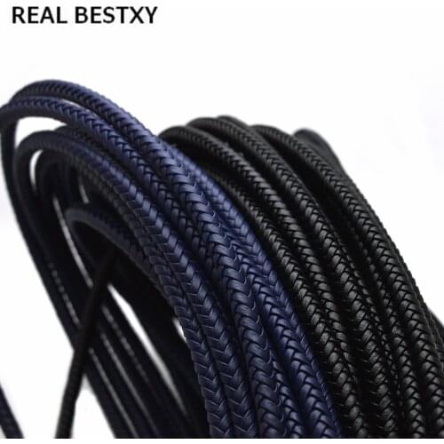 REAL BESTXY 1m/lot Leather Cord Round Rope String For DIY Necklace Bracelet Jewelry Cord Dia 6mm leather string for bracelets