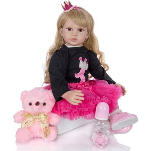 60cm Reborn Toddler Doll Cloth Body 24" Vinyl Limbs Princess Baby Dolls Girls Birthday Gift Play House Toy bebes reborn