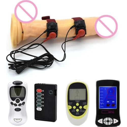 Sex Electro Shock Set Electric Penis Rings Male Penis Enlargement Extender Climax Stimulation Cage Ring Medical Sex Toys For Men