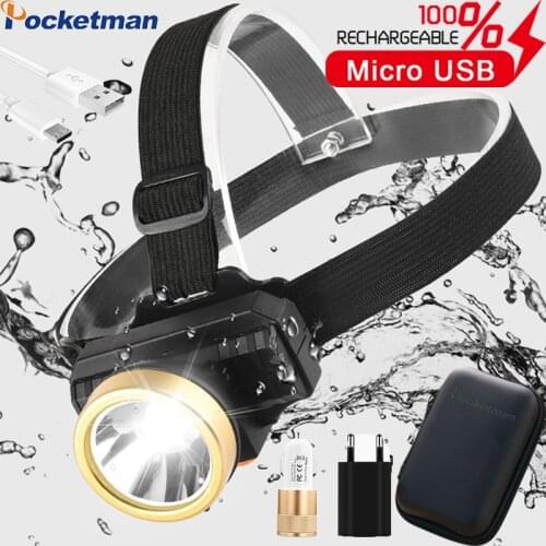 Super Bright LED Headlamp USB Rechargeable Headlight Built-in Battery Head Lamp Waterproof Head Torch For Camping Night Working