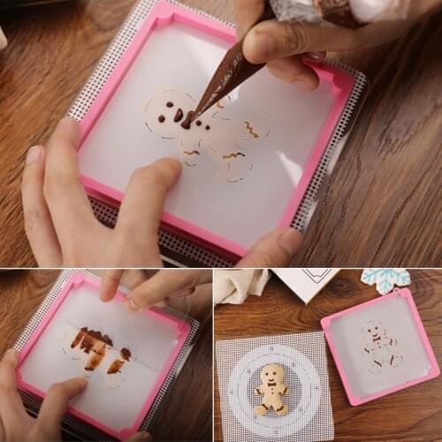 Wholesale 10 Sets(2 pcs/set) Cake Stencil Spray Mold Fixing Frames Decoration Printing Die Fondant Pennies Cookies Baking Tools