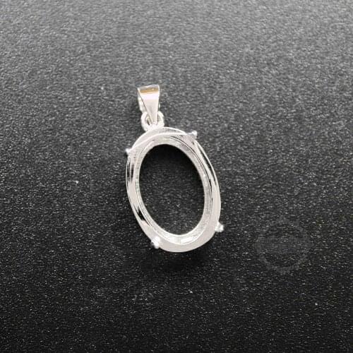 Oval 925 sterling silver bezel setting tray DIY pendant charm supplies 1421091