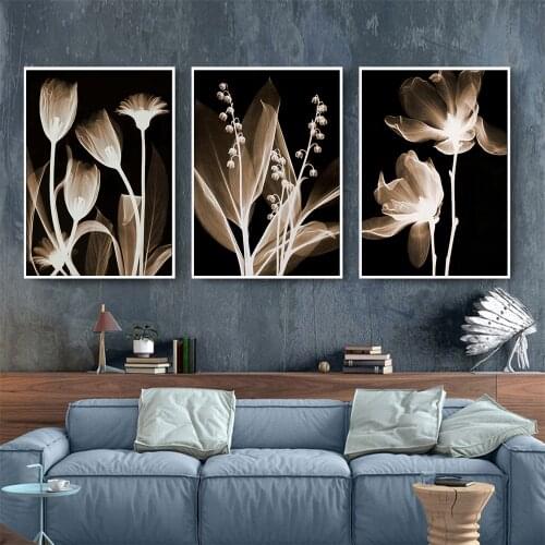 X Ray Nordic Poster Flowers Plant Art Modern Minimalist Wall Pictures for Living Room Home Decor Kitchen Decoration Abstract Art