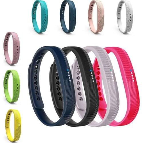 Durable Soft Silicone Wristband Replacement Watch Band Strap S / L For Fitbit Flex 2 Smart Bracelet Band 10 Colors for Choice