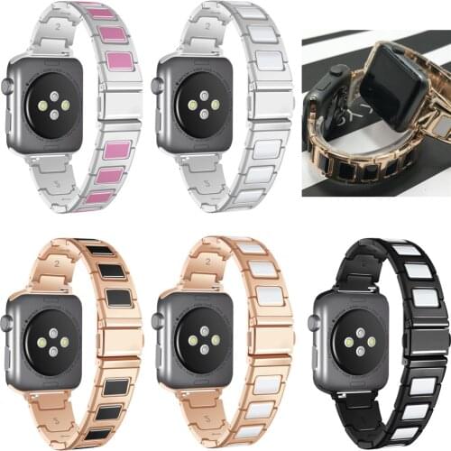 Ceramic Watch Band for Apple Watch Strap Series 6 SE 5 4 44mm 40mm Iwatch 3 42mm 38mm luxury Stainless Steel Ceramics Bracelet