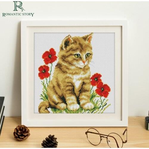 Romantic Story Cross Stitch Kits Beginners Embroidery Cat bedroom study decoration bedroom study Needlework Cross-stitch 2132