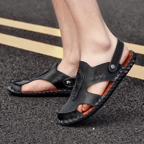 Men Sandals Outdoor Mens Roman Sandals Sandalias Hombre De Cuero Handmade Men Rubber Sandal Leather Summer Samool Shoes