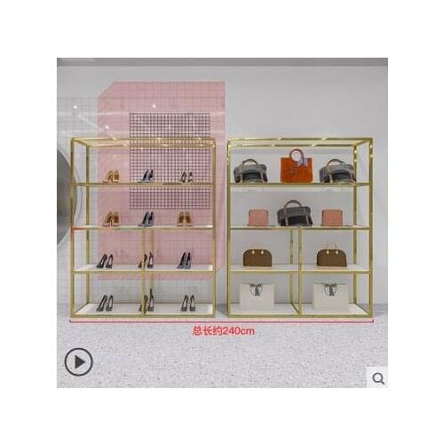 Shoe store shoe rack display rack floor-to-floor stainless steel brushed shoe rack clothing store multi-layer shoe bag rack disp