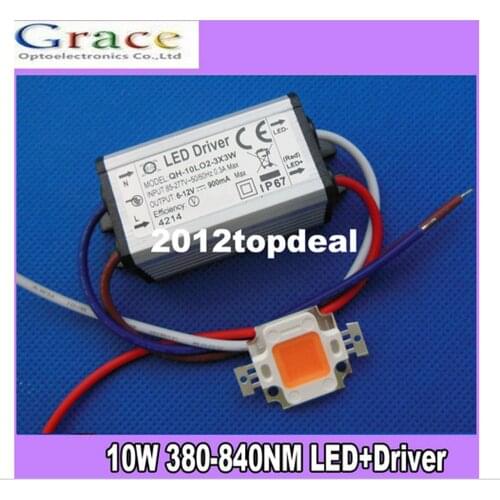 1set 10W full spectrum 400nm~840nm led grow lights with 10w driver for hydroponics