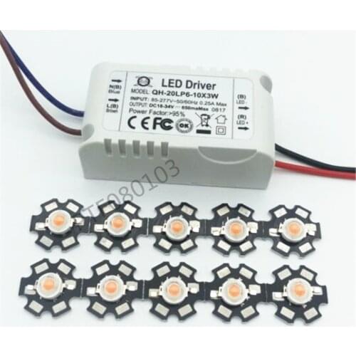 3W LED full spectrum 400nm~840nm led grow lights with 6-10x3W led driver for plant