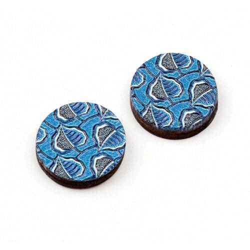 Unique 3D Flower Embossed 16mm Round Coloured Drawing pattern Laser Cut wood Cabochon DIY for Rings, Earring,Brooch,Necklace