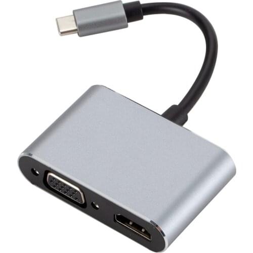 Usb C To Hdmi 4K Vga Adapter Usb 3.1 Type C Usb-C To Vga Hdmi Video Converters Adaptor For 2017 New Macbook Pro/Chromebook Pix(G
