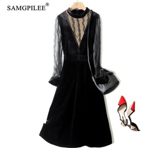 Party Dresses 2021 New Korean Fashion Clothing Patchwork High Waisted Slim Over The Knee Shaped Gold Velvet Casual Women Dress