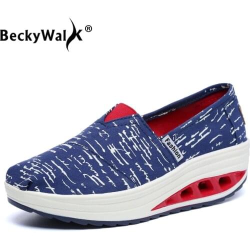 Spring Ladies Shoes Cloth Tenis Feminino Slip On Loafers Shoes Woman Canvas Sneakers Women Wedge Platform Swing Shoes WSH3301