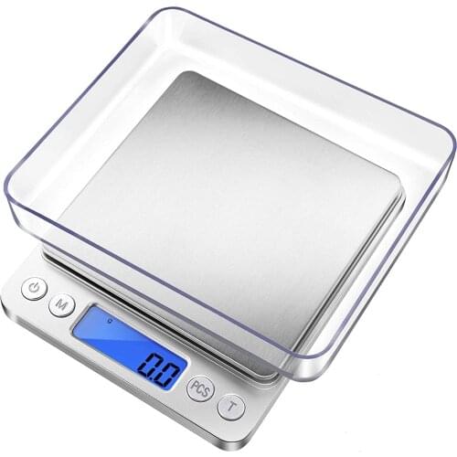 Digital Kitchen Scale 3000g/0.1g Pocket Food Scale 6 Units Conversion Gram Scale with 2 Trays LCD Tare Function Jewelry Scale