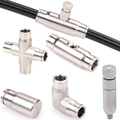 High Pressure 3/8" 9.52mm Interface Slip Lock Quick Connector Tee Elbow Straight Joint With Nozzles Seat Misting System Fittings