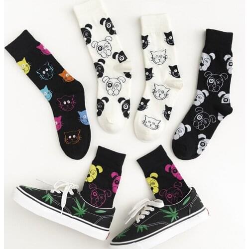 Japanese Jarajuku Stye Unisex Hip Hop Socks Women Autumn Winter Cartoon Dog and Bear Women Socks Cotton Meias 121401