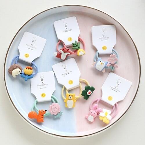 2PCS Flower Squirrel Cute Princesses Hairpins Kids Elastic Hair Bands Baby Headdress Children Hair Tie Girls Clip Accessories