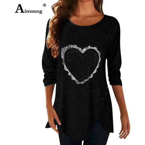 Plus Size Ladies Elegant Leisure Casual T-shirt Love Print Tops Loose Women Clothing 2021 Spring Irregular Tees shirt Femme 5XL