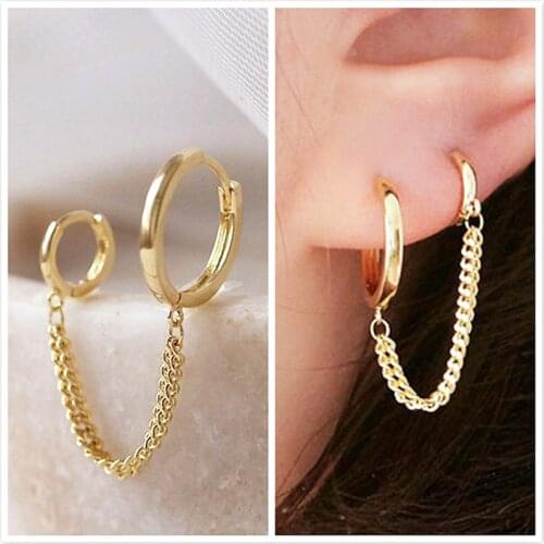 Single Double Pierced One-piece Earrings Female European and American Simple Personality Earrings Single Party Festival