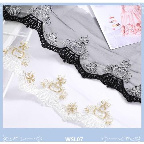 Zsbszc 5 yards new gold silver mesh lace trim Lolita кружево net Embroidery lace ribbon for Sewing cloth 11.5cm width WSL07