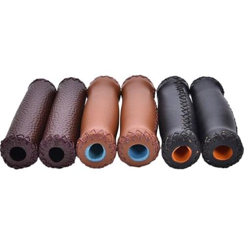 Black Coffee Brown Vintage Retro Artificial Leather Cycling Riding MTB Road Mountain Bike Bicycle Handlebar Grip Ends 1Pair