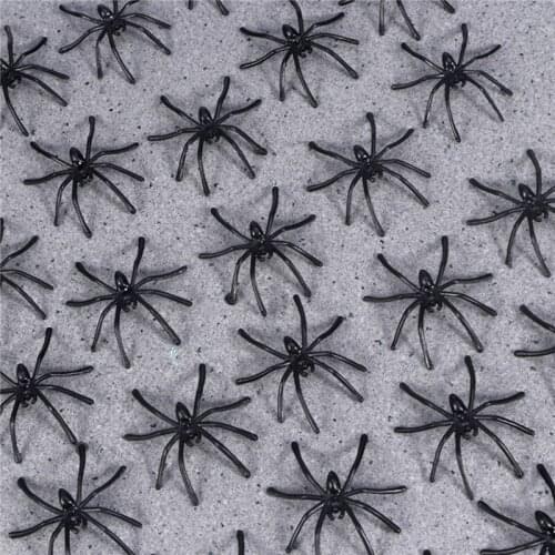 100 pcs Plastic Fake Spider Practical Jokes Props Realistic Spider for Prank Halloween Party Decoration