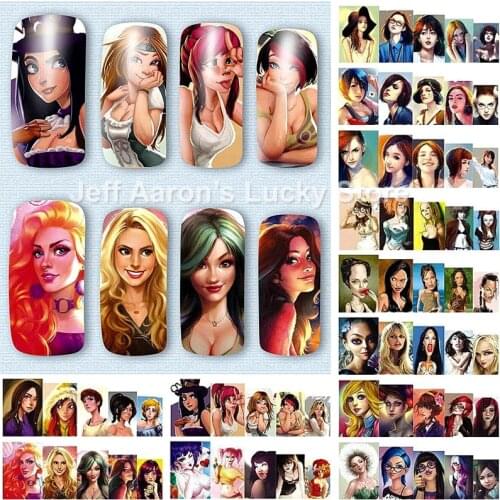 12 Sheets sexy cute girl designs water transfer nail art sticker decals beauty nails decoration manicure tools A949960