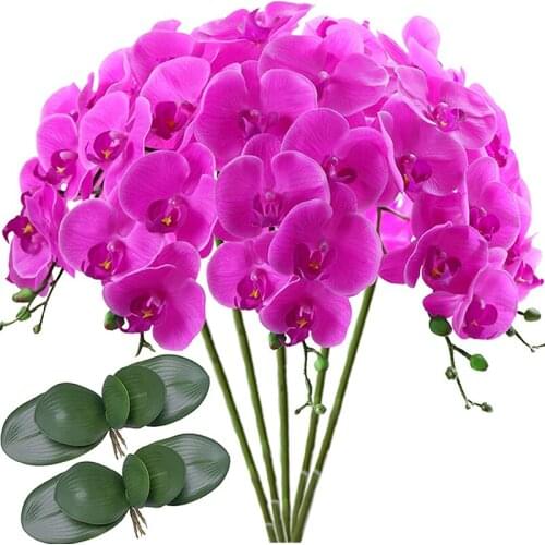 5pcs Artificial Orchid Flower Phalaenopsis Orchid 80cm Artificial Phalaenopsis Fake Buttefly Orchid for Decoration