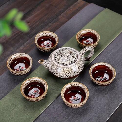 7pcs Tea Sets Exquisite celadon tea set Include 6 cups 1 tea pot,Jingdezhen Brand Exquisite Set Kung Fu Tea Cup Unique gift