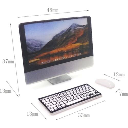 C5AD 1/12 Mini Dollhouse Miniature Accessories Computer Mouse Keyboard Model Living Room Furniture Kids Pretend Play Toy