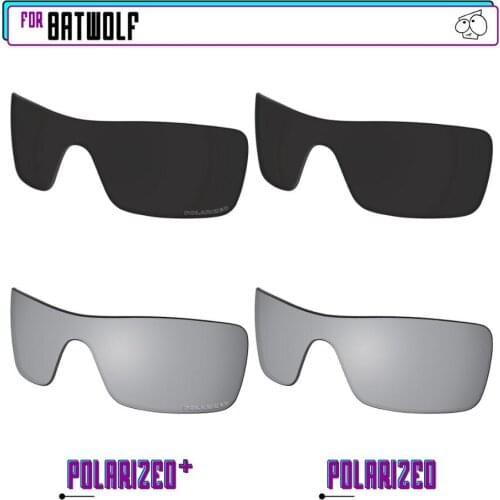 EZReplace Polarized Replacement Lenses for - Oakley Batwolf Sunglasses - Black Silver P Plus-Black Silver P