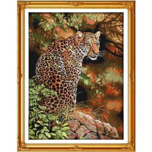 Cheetah (2) cross stitch kit 14ct 11ct pre stamped canvas cross stitching animal embroidery DIY handmade needlework