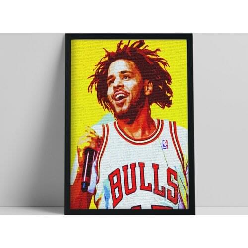 J. Cole America Rapper Poster, Hip Hop Singer Picture, Minimalism Wall Art, Music Star Figure Portrait Watercolor Wall Stickers