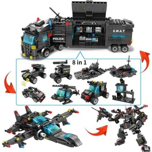 750Pcs/Set City Police SWAT Model Building Blocks Toys For Children Technic Robot Car Figures Bricks Educational Toys Boys Gift