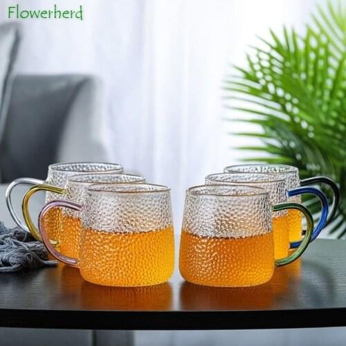 Thickened Hammered Glass Mug High Temperature Resistant Japanese Hammered Glass Mug with Handle Drinkware Coffeeware Teaware