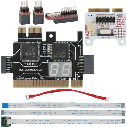 Multifunction TL631 Pro Universal Laptop And PC PCI PCI-E Mini PCI-E LPC Motherboard Diagnostic Analyzer Tester Debug Cards