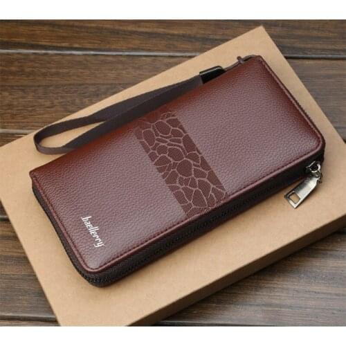 Baellerry Mens Wallets Men Long Purse Wallet Male Clutch PU Leather Zippers Wristlet Wallet Men Business Wallet Coin Purse Bag
