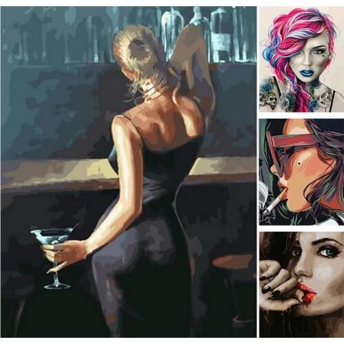 FSBCGT Romantic Beauty Women Girls Acrylic Oil Paint By Numbers Drawing On Canvas HandPainted Pictures By Number Art Home Decor