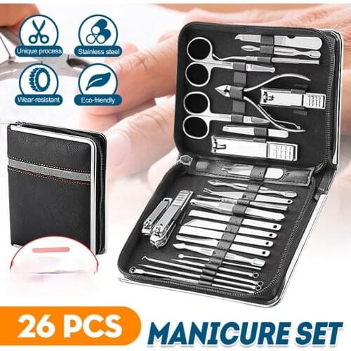 26 Pcs Stainless Manicure Cutter Pedicure Set Nail Clippers Kit Cuticle Clippers Grooming Beauty Nail Trimming Accessories Tools