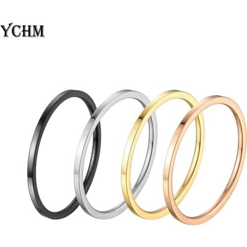 Stainless Steel Plain Ring Set Thin Line Gold Plated All-match 1mm Finger Ring for Women Silver Color Ring Sets Fashion Jewelry