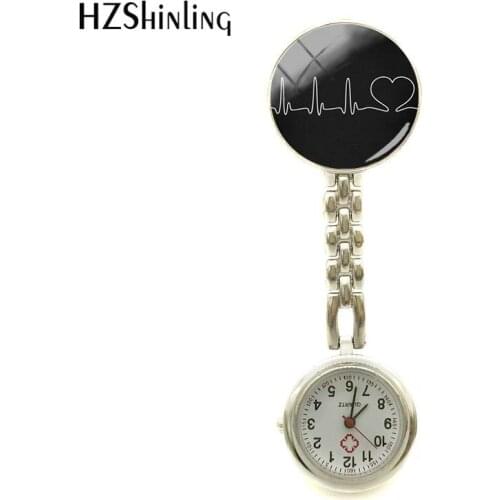 2018 New ER Nurse Watch Heartbeat Nurses Watches Round Glass Cabochon Hand Craft Jewelry Watch Clip-on