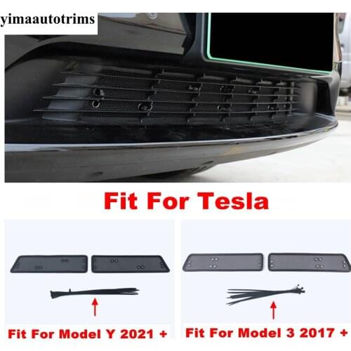 Front Insect Net Car Screenning Grill Grille Mesh Protection Cover Trim Accessories For Tesla Model Y 2021 / Model 3 2017 - 2021