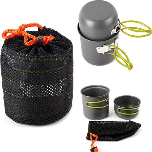 Portable Camping Cookware Ultralight Set Aluminum Nonstick Pan Pot Bowl Spoon Fork Hiking BBQ Picnic 1-2per Travel Tableware