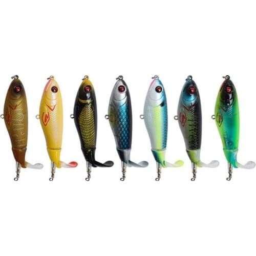 Whopper Popper Topwater Fishing Lures Artificial Hard Bait 3D Eyes Plopper With Soft Rotating Tail Fishing Tackle