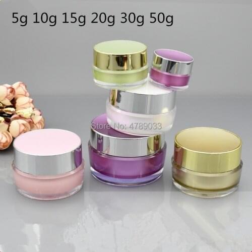 15pcs 5g/10g/15g/20g/30g/50g Acrylic Empty Pot Bottles Makeup Jar Travel Face Cream Lotion Cosmetic Container Refillable Bottles