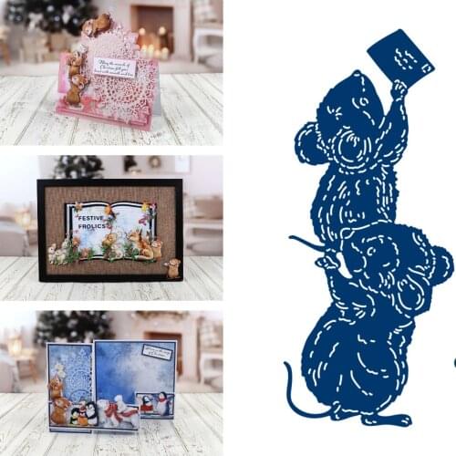 Christmas Theme Cute Mouse New Metal Cutting Dies & Stamps Scrapbook Dariy Decoration Stencil Embossing Template DIY Greeting