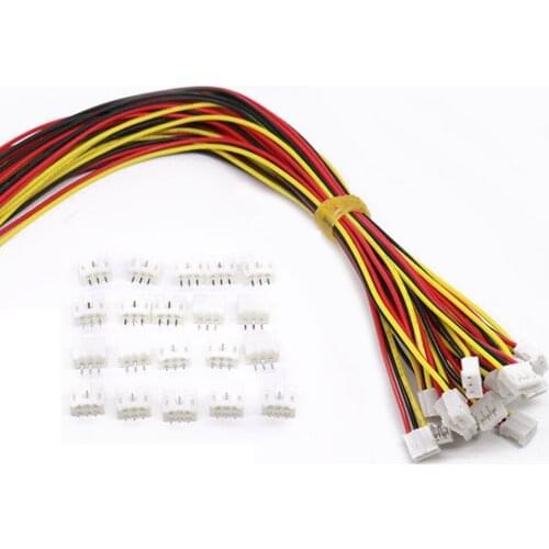 10 Sets Mini Micro Jst 2.0 Ph 3 Pin Connector Plug Male With 150mm Cable & Female
