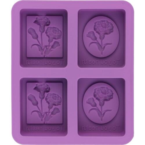 Handmade Soap Silicone Mold Rectangle Flower Type Molds Silicone Cake Mold Classic 3D Diy Silicone Molds For Soap Cake Mold